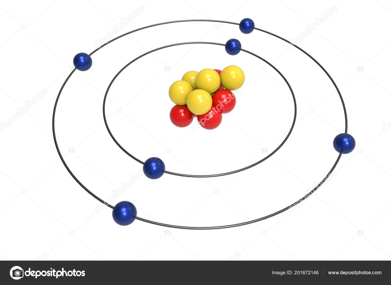 Modelo Bohr Átomo Carbono Con Protones Neutrones Electrones Ciencia ...