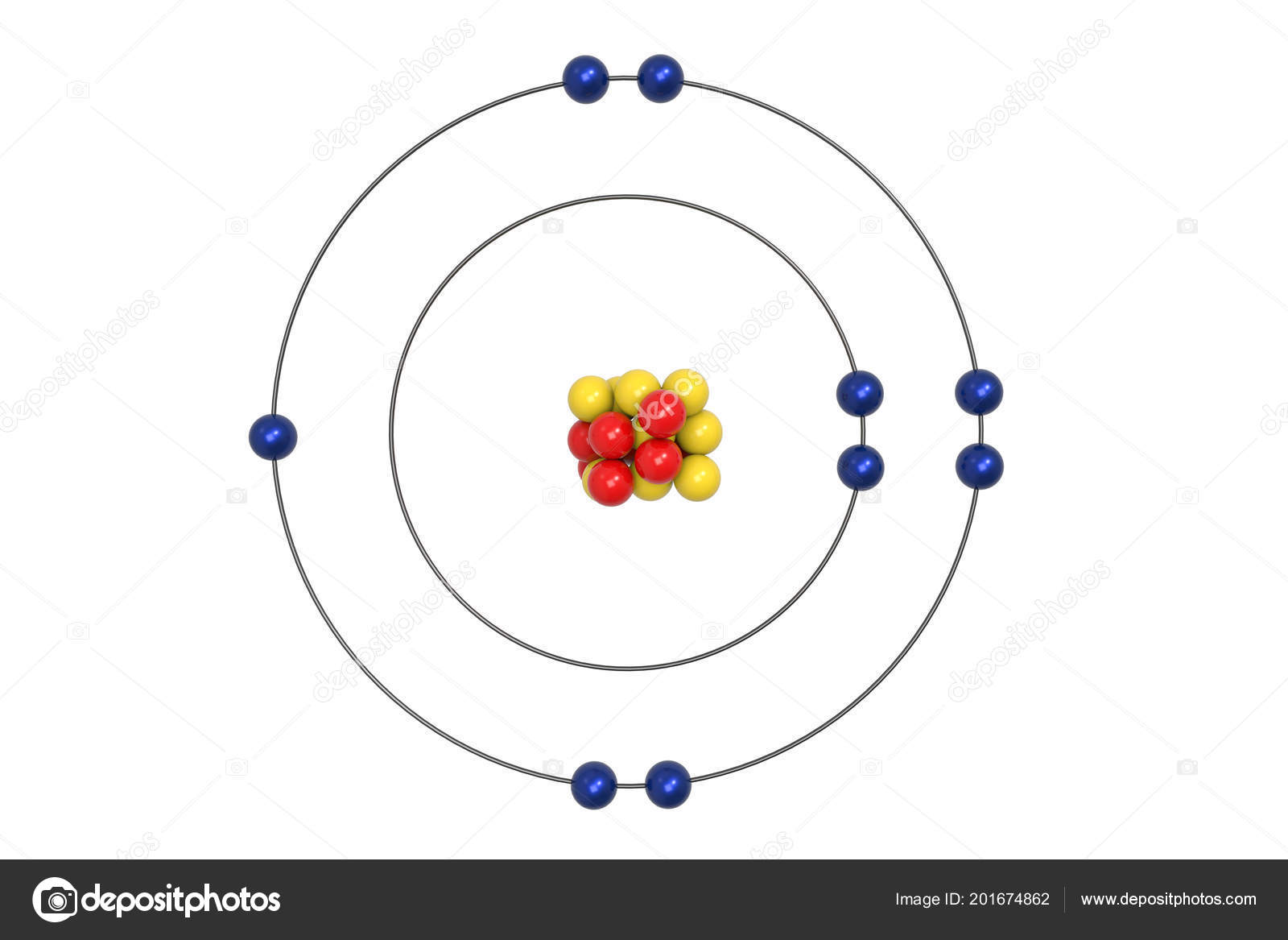 Bohr Model Of Fluorine Atom With Proton Neutron And Electron Stock | My ...