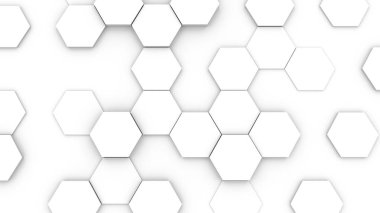 Altıgen yapısı fütüristik beyaz arka plan. 3D çizim