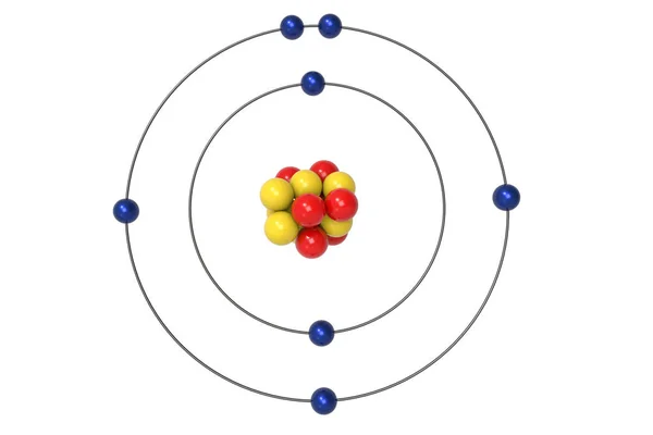 Kväve Atom Bohr Modell Med Proton Och Neutron Elektron Illustration — Stockfoto