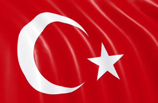 Turkiet Flagga Vajande Vinden Nära Håll Illustration — Stockfoto