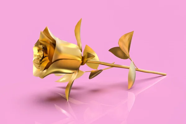 Golden Rose Fényvisszaverő Rózsaszín Háttér Illusztráció — Stock Fotó