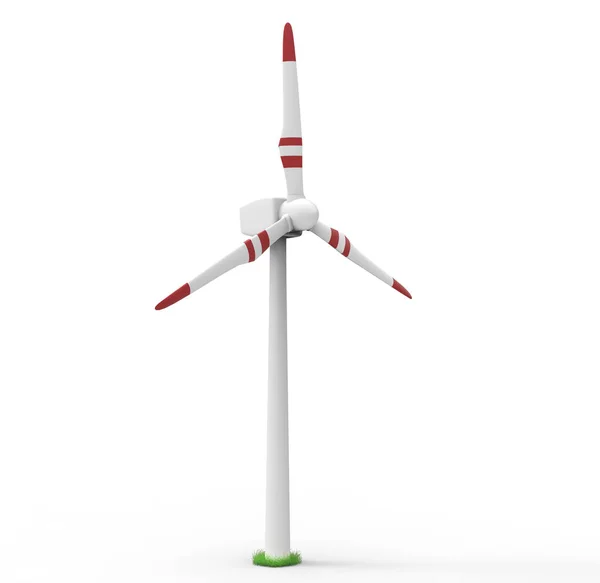 Windturbine Geïsoleerd Een Witte Achtergrond Duurzame Groene Energieconcept Illustratie — Stockfoto