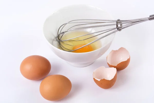 Keuken Draad Vliegenmepper Kom Gemengd Tow Gebroken Eieren Shell Eten — Stockfoto