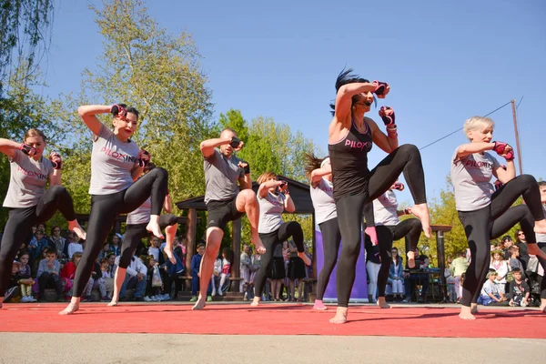 Nis Serbia April 2019 Piloxing Sport Training Big Group People — Stock Photo, Image