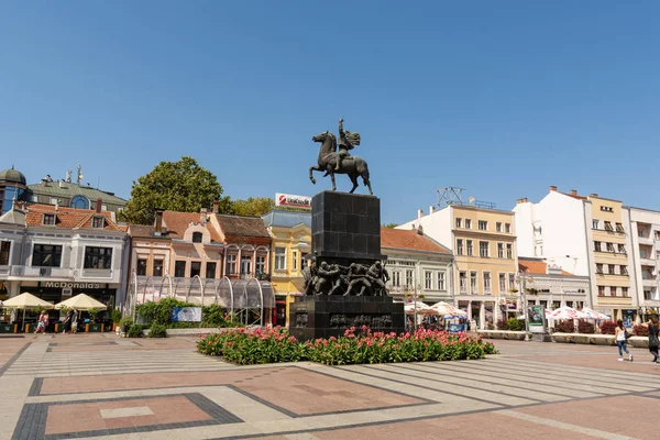 Nis Serbia Agosto 2019 Plaza Ciudad Con Gran Monumento Viejos — Foto de Stock