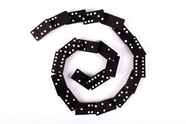 Queda Domino Forma Espiral Isolado Fundo Branco — Fotografia de Stock