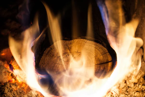 Real Fire Flame Wood Furnace — Stock Photo, Image