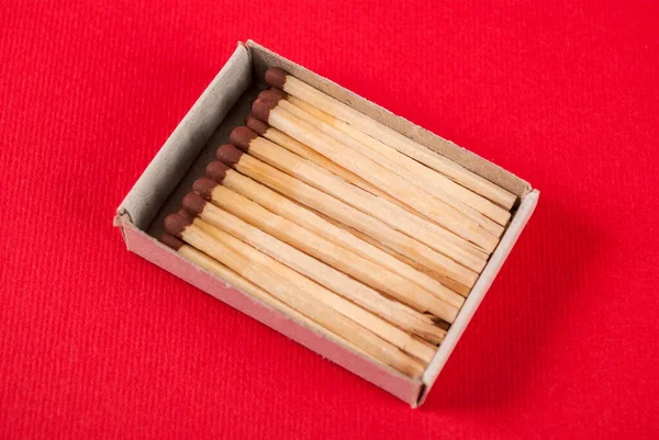 Matches Box Red Background — Stock Photo, Image