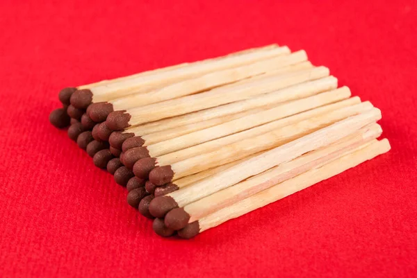 Pile Matches Red Background — Stock Photo, Image
