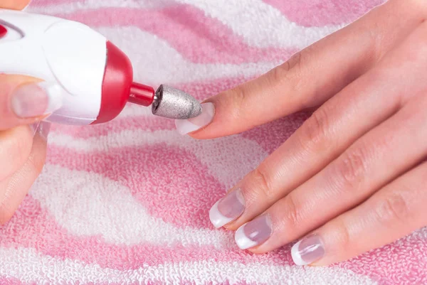 Fraisage Outil Coupe Enlever Les Vieux Ongles Gel Dans Salon — Photo