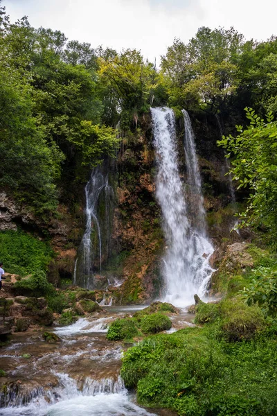 Beautiful Mountain Waterfall Stream Gostilje Green Forest Natural Park Zlatibor — Stock Photo, Image