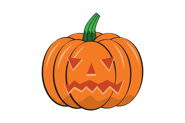 Einzelner Halloween Kürbis Mit Beängstigendem Gesicht Isoliert Auf Weißem Hintergrund — Stockvektor
