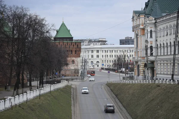 Погляд Порожню Дорогу Центральну Площу Кремль Коронавірус — стокове фото