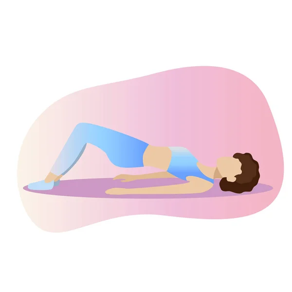 Fitness concept illustratie van de vrouw. Fitness en yoga meisje pictogrammen geïsoleerd op een witte achtergrond. Platte ontwerp. — Stockvector
