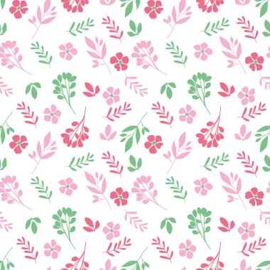 Çiçek desenli küçük çiçek. Sorunsuz vektör doku. Beyaz arka plan.