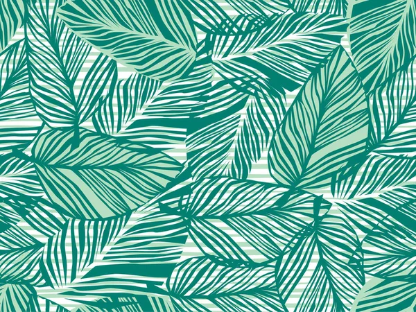 Tropisches Muster Vektor Floraler Hintergrund Palmblätter Nahtloses Muster Abstaktgrüne Blätter — Stockvektor