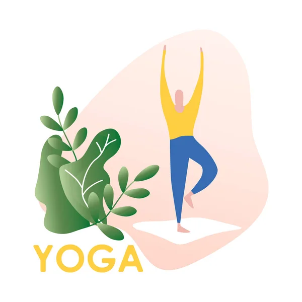 Vectorillustratie Van Man Office Yoga Doen Ochtend Trainen Concept Van — Stockvector