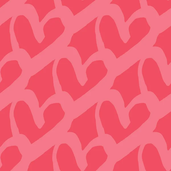 Adorno Dibujado Mano Textura Sobre Fondo Rosa Profundo Corazones Patrón — Vector de stock