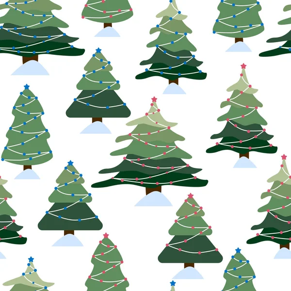 Navidad Invierno Bosque Paisaje Patrón Fondo Sin Costuras Resumen Ilustración — Vector de stock