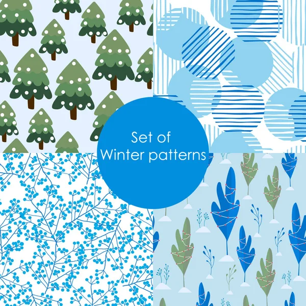 冬パターンのセットです クリスマスのシームレスなパターン ベクトル図 — ストックベクタ