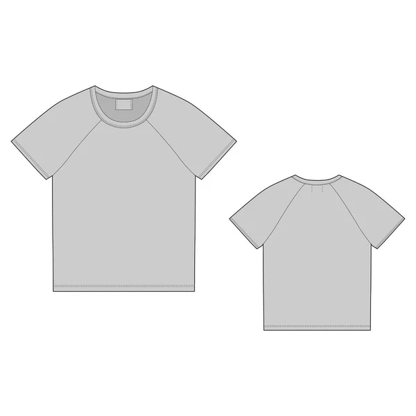 T恤设计模板 前部和后部矢量 技术素描拉格朗男女不分男女 — 图库矢量图片