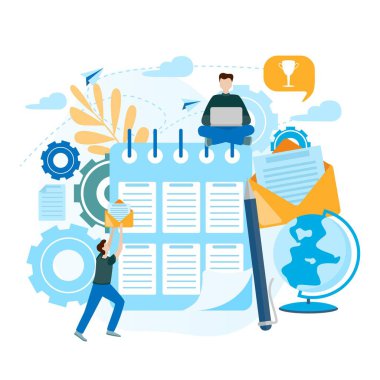 Kavramsal düz vektör çizim denetim listesi Pano. İş görevleri başarıyla tamamlanması. Anket, anket, görev listesi. Liste, yapılan iş, tanıtım, afiş, sosyal medya yapmak için kavram