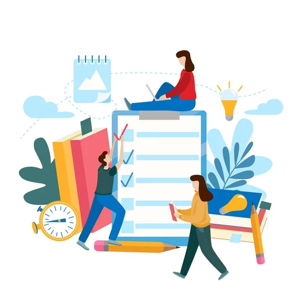 Anket veya sınav formu uzun kağıt levha cevap quiz denetim listesi ve başarılı sonuç ile. Online sınav, anket formu, online eğitim, anket, Internet bilgi yarışması düz vektör kavramı.