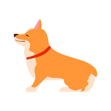 Mutlu sevimli köpek. Welsh Corgi. Düz Illustration.