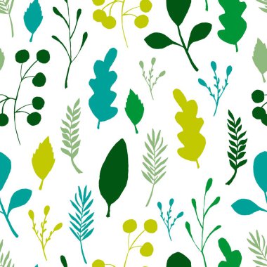 Vahşi orman Dikişsiz desen bırakır. Renkli şube Berry Illüstrasyon.