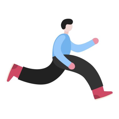 İnsan karakteri çalışan. Geç kişi acele zamanında almak için aceleyle.