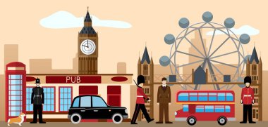 Büyük Britanya ve Londra simge seti illüstrasyon