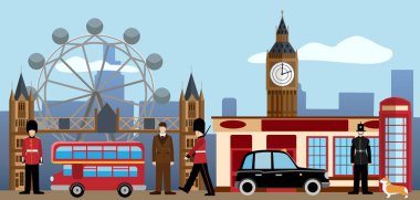 Londra ve İngiltere ayarlayın. Gelenek ve kültür koleksiyonu.
