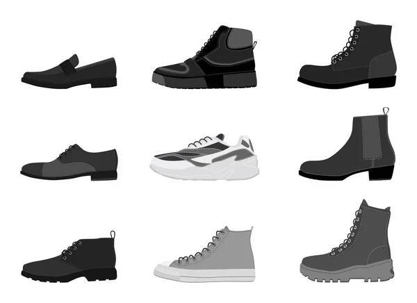 Coleção calçado masculino isolado no fundo branco. Conjunto de botas masculinas . —  Vetores de Stock