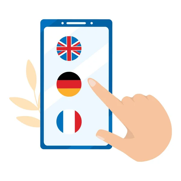 Apprentissage en ligne des langues étrangères. Allemand, Anglais, Français au choix . — Image vectorielle
