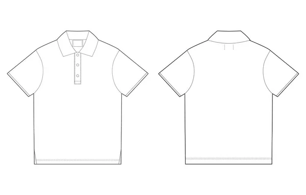 폴로 티셔츠 디자인 서식 파일입니다. 전면 및 후면 벡터. — 스톡 벡터