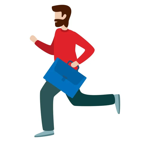Hombre barbudo corriendo. Estilo plano vector carácter ilustración — Archivo Imágenes Vectoriales