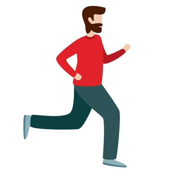 Un uomo che corre. Illustrazione del carattere vettoriale in stile piatto — Vettoriale Stock