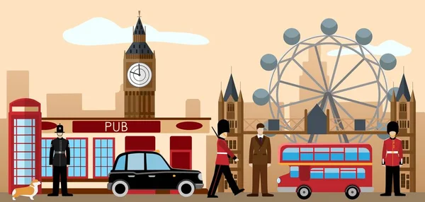 Büyük Britanya ve Londra simge seti illüstrasyon