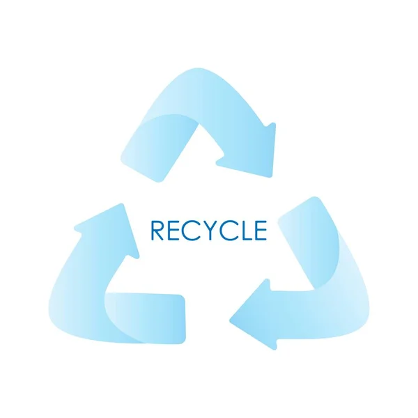 Flèches bleues recycler éco symbole. Gradient bleu. Panneau recyclé. Icône recyclée de cycle. Symbole des matières recyclées . — Image vectorielle