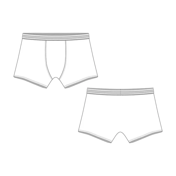 Man ondergoed. Technische schets Boxershorts geïsoleerd — Stockvector