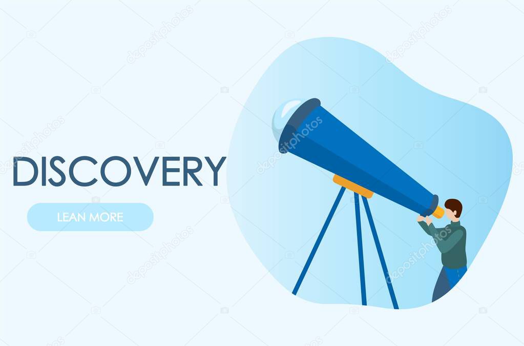 Astronomer looking through telescope. Concepts for website and applications.