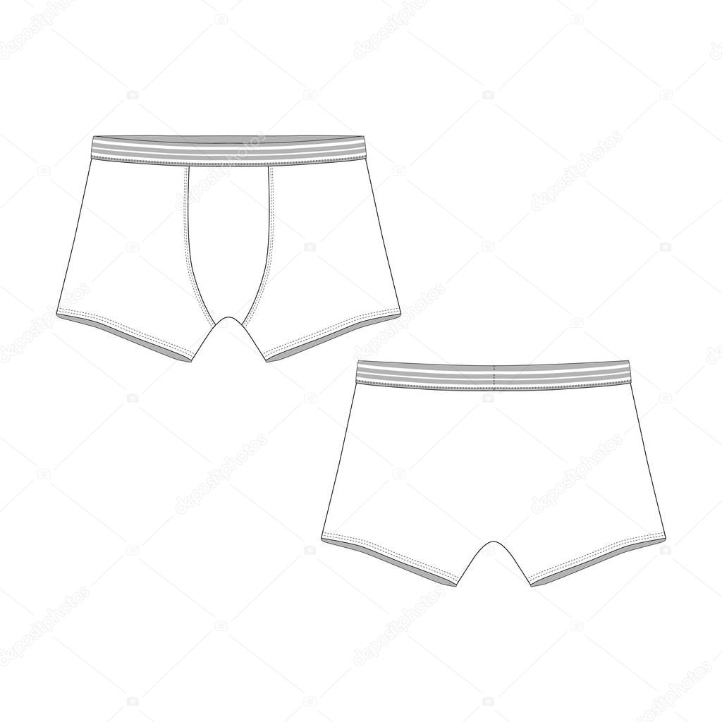 man underwear. Technical sketch boxer shorts isolated