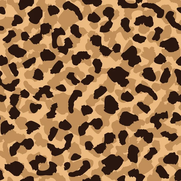 Leopard huid naadloze patroon. Abstract behang van dierlijk bont. Zwarte en bruine kleuren achtergrond. — Stockvector