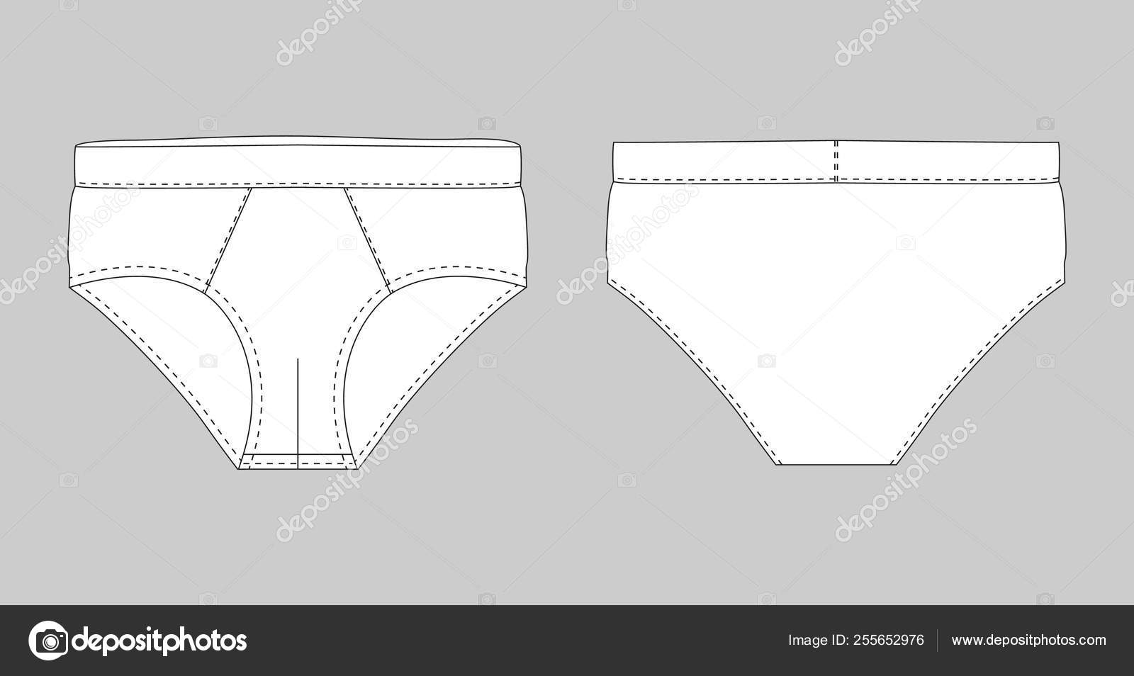 Brief pants underwear men isolated technical sketch. Stock Vector