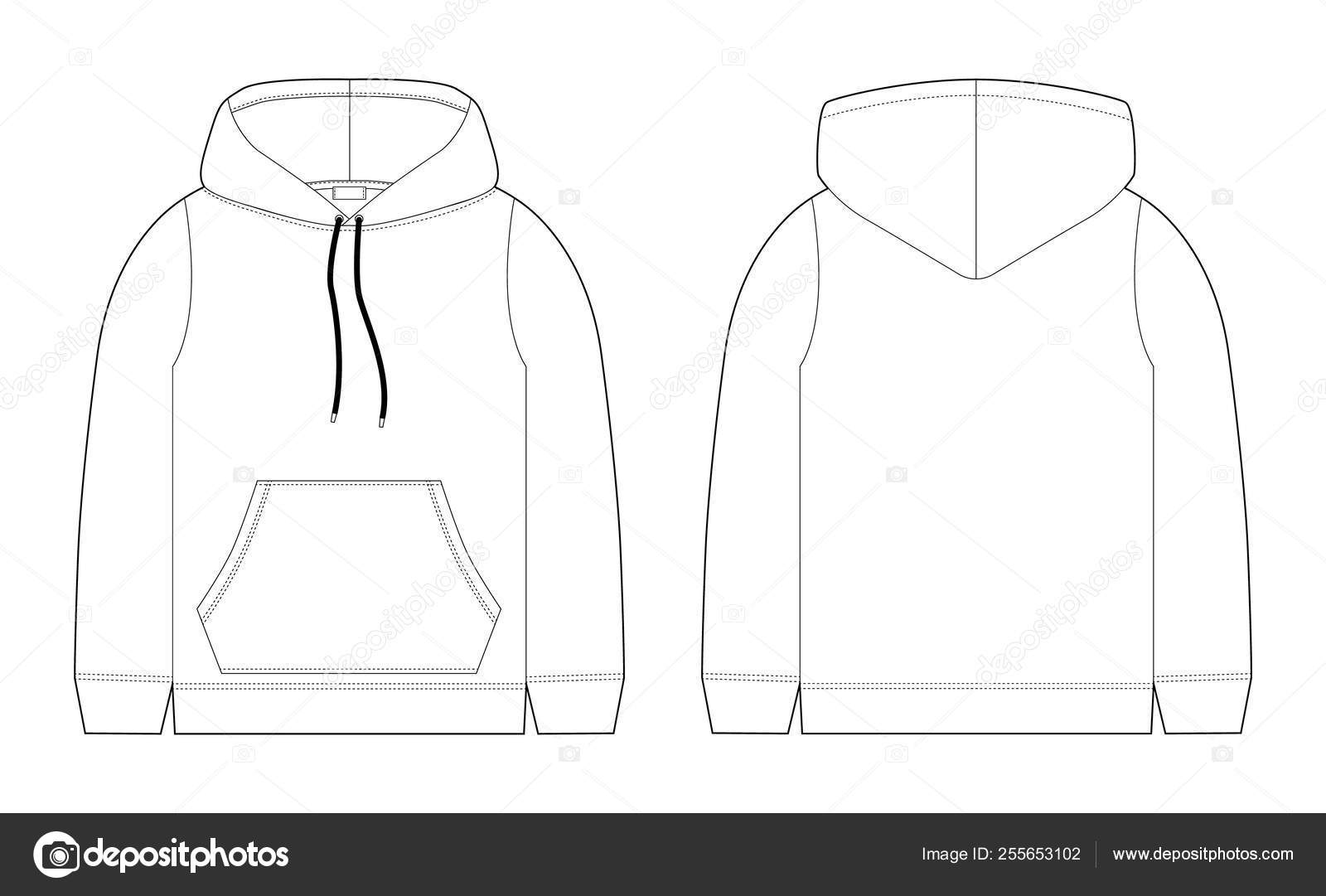 Croquis technique de mode pour Sweat   capuche homme 