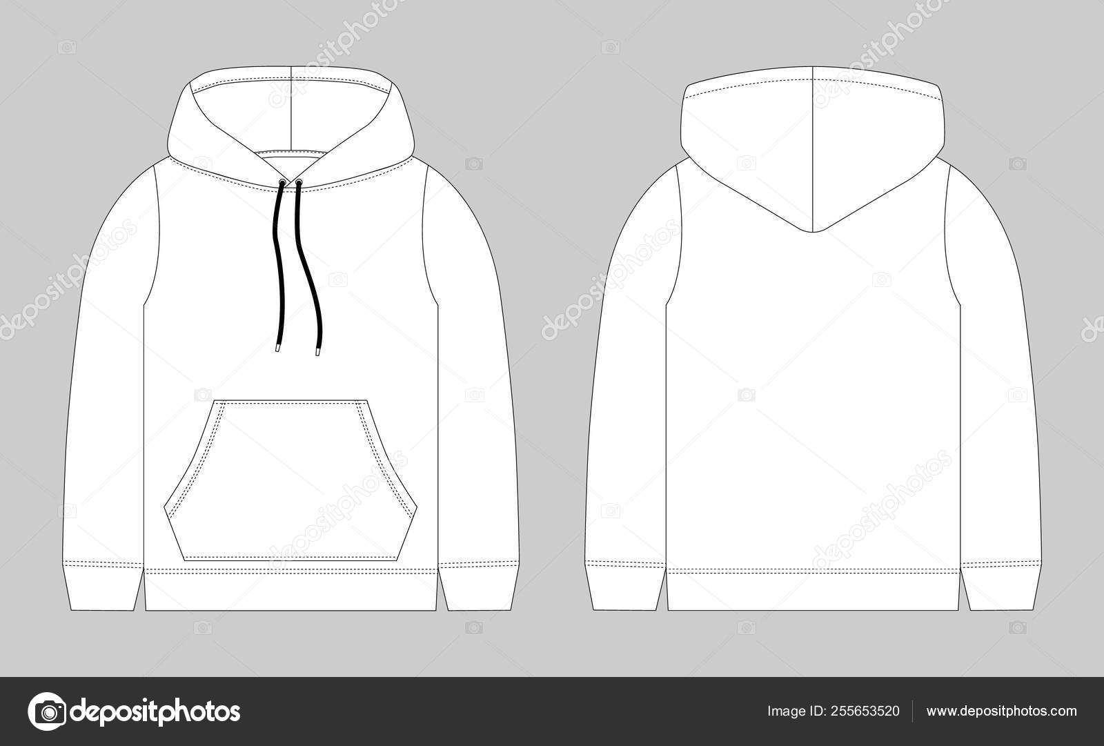 Download Mens hoodie sketch | Technical sketch for men hoodie. Mockup template hoody. — Stock Vector ...