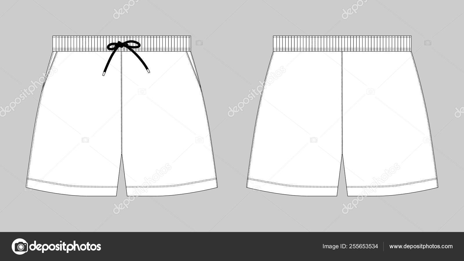 Image Details IST_21848_21128 - Set of blank shorts pants technical sketch  design template. Diffirent colors. Casual shorts with pockets collection.  CAD mockup. Front and back. Technical fashion vector illustration. Set of  blank