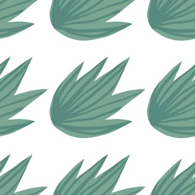El çizmek basit tropikal yeşil yaprakları Dikişsiz desen.