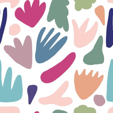 Trendy soyut şekil Dikişsiz desen. Modern doğal renkli şekiller veya lekesi.